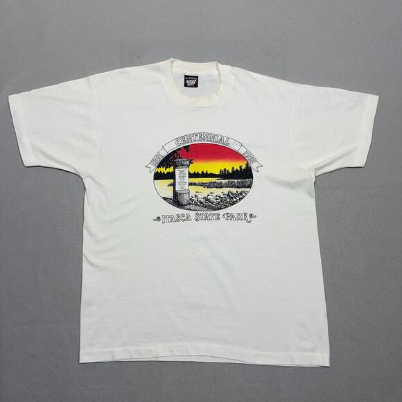 VTG 90s Screen Stars Best T-Shirt XL Itasca State Park Centennial 1891–1991 USA‎ - Picture 1 of 12